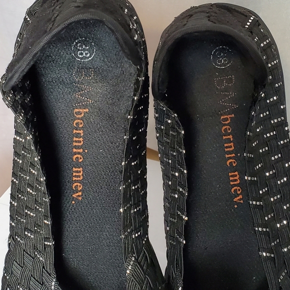 Bernie Mev Black and Silver Flat Size 38 - Picture 10 of 11